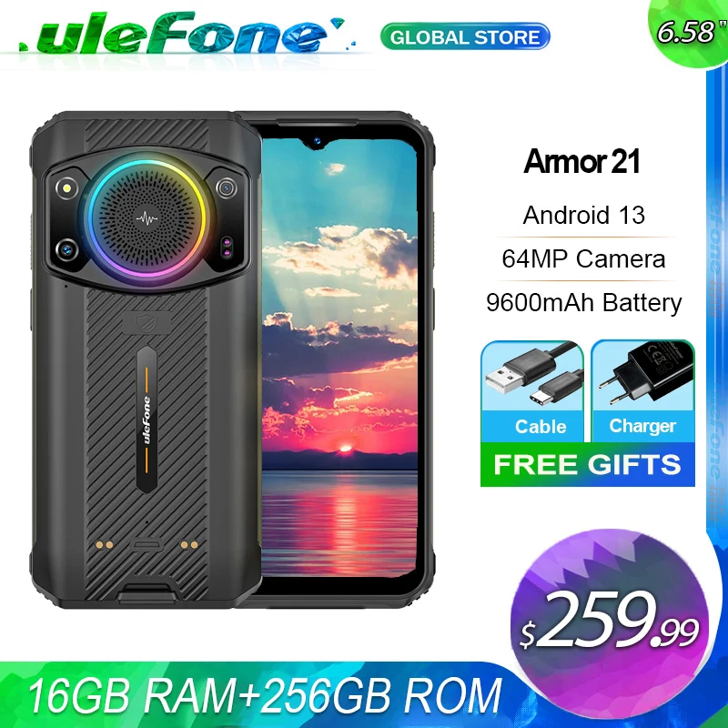 (2023 New) Ulefone Armor 21 Rugged Phone 16GB 256GB Smartphone Android 13 G99 Moblie Phone 64MP 9600mAh 4G Cellular Cellphone