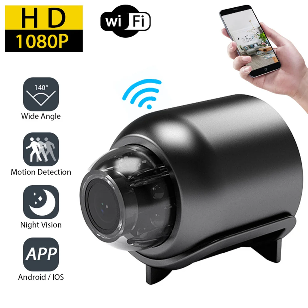 1080P HD X5 Mini WiFi Camera Night Vision Included Motion Sound Detector for Home Office 140 Degrees Micro Baby Monitor