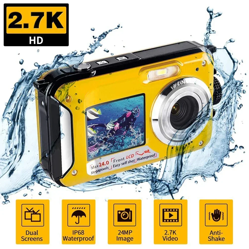 2.4MP Digital Camera Front Rear Dual Screen Selfie Camcorder 1080P FHD Vlog Youtube Livestream Camera Support TF Card 32GB 16X