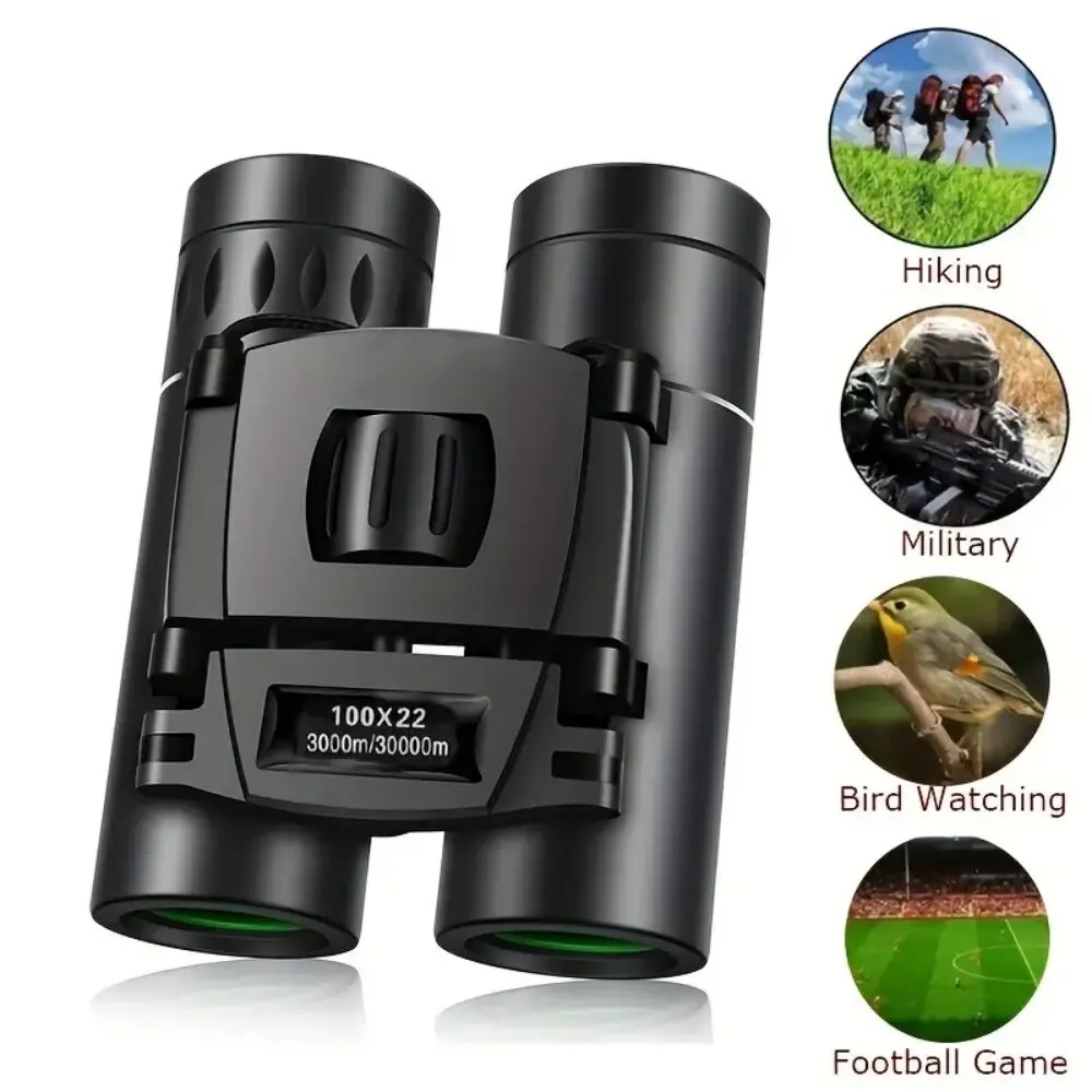 100×22 Professional Binoculars High Magnification Micro Night Vision Mini Portable Telescope For Camping Outdoor